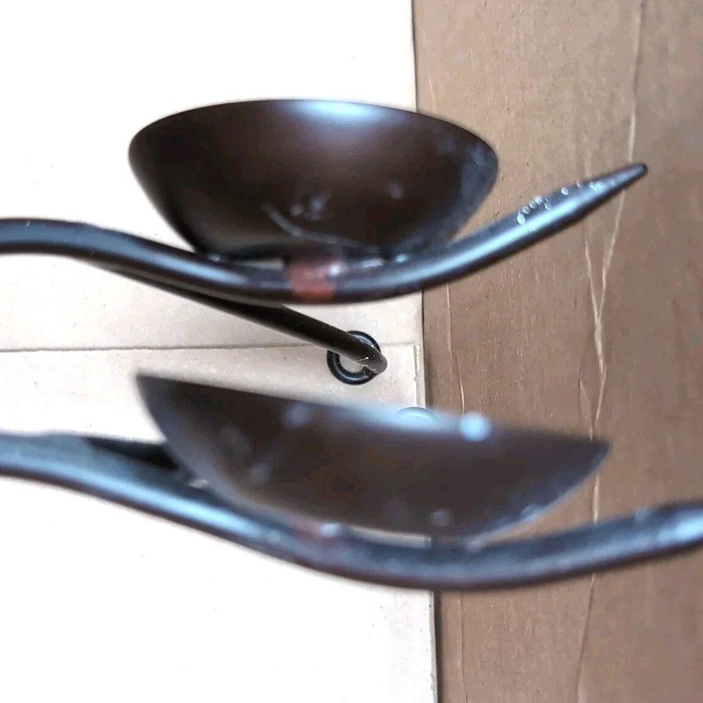 Set Pair of 2 Brutalist‎ Branch Wall Votive Holders Dark Brown Metal Tree Sconce